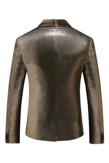 Golden Metallic Shawl Lapel Men's Prom Blazer